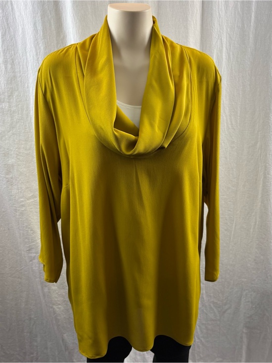 Elena Miro Tops - Elena Miro Yellow Mustard Silk Draped Neck Top Size 18